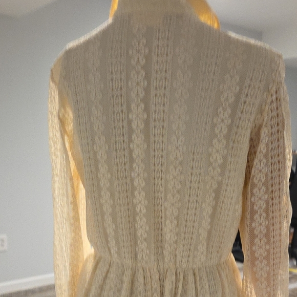 Vintage Cream Long Sleeve Lace Dress - Picture 10 of 12